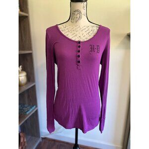 Harley-Davidson Purple Long Sleeve Henley Knit Shirt Small Moto Biker Y2K